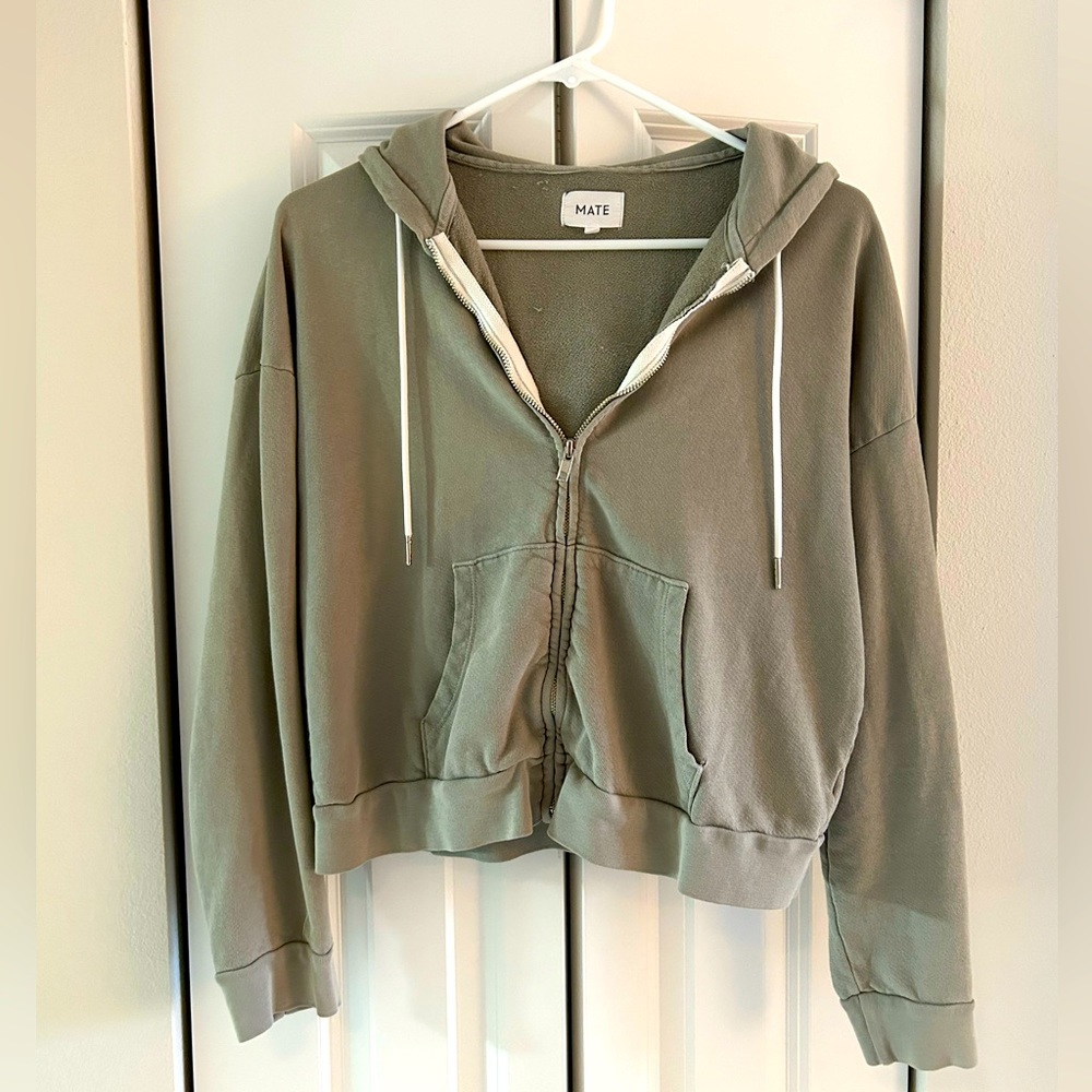 MATE the Label Organic Cropped Zip up Hoodie